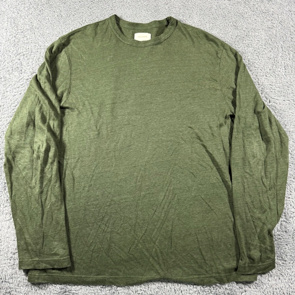 Aime Leon Dore T-Shirt Mens Small Green Long Sleeve 100% Linen Made in Portugal